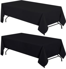 2 Pack Black Kitchen Table Cloth for Folding Table 4ft Rectangle 60x84 in Tablecloth Set Stain and Wrinkle Resistant Washable Polyester Table Cov