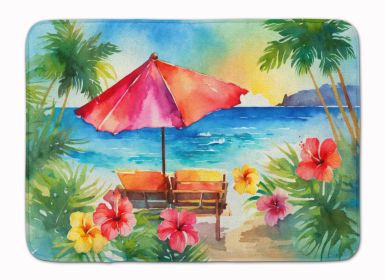 Hawaii Hawaiian Hibiscus in Watercolor Memory Foam Kitchen Mat Machine Washable Anti-Fatigue Mat Cushion Comfort Bath Mat or Kitchen Rug