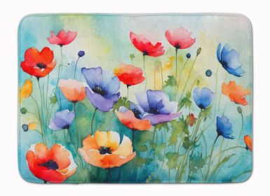 Anemones in Watercolor Memory Foam Kitchen Mat Machine Washable Anti-Fatigue Mat Cushion Comfort Bath Mat or Kitchen Rug