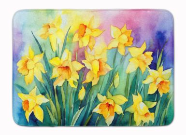 Daffodils in Watercolor Memory Foam Kitchen Mat Machine Washable Anti-Fatigue Mat Cushion Comfort Bath Mat or Kitchen Rug