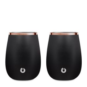 Stainless Steel Grand Pinot Wine Glass, Set of 2 - Black