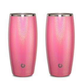 Stainless Steel Beer Glass Set, Set of 2 - Shimmer Pink