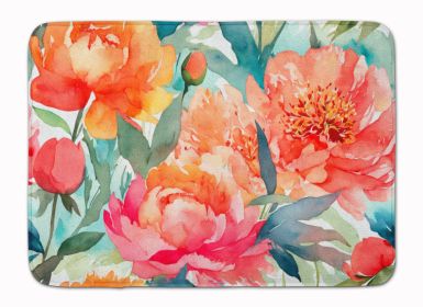 Peonies in Watercolor Memory Foam Kitchen Mat Machine Washable Anti-Fatigue Mat Cushion Comfort Bath Mat or Kitchen Rug (Default: Default)